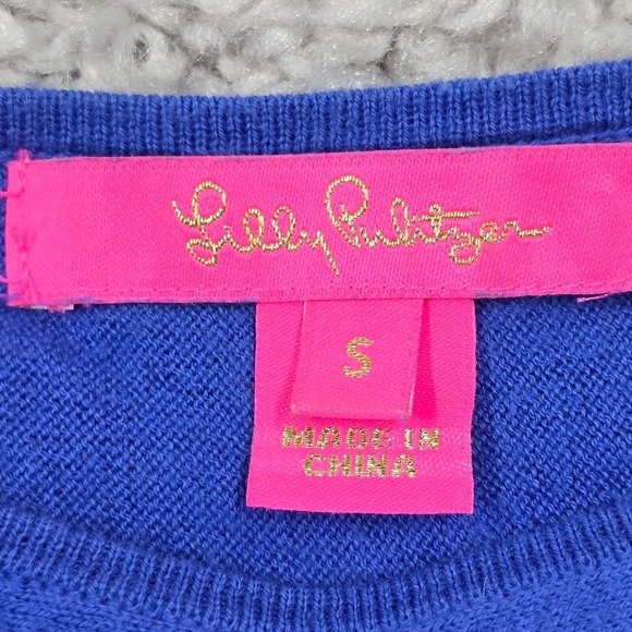Lilly Pulitzer Elba Sweater Womens Small Blue Tassel 3/4 Sleeve Beach Resort - Picture 5 of 12